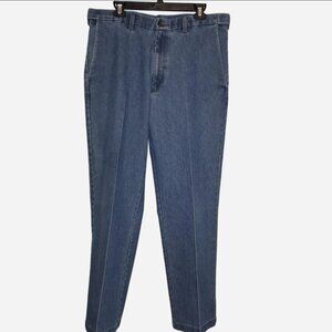 Haggar men's classic fit denim trousers, hidden stretch waistband, size 36 X 34